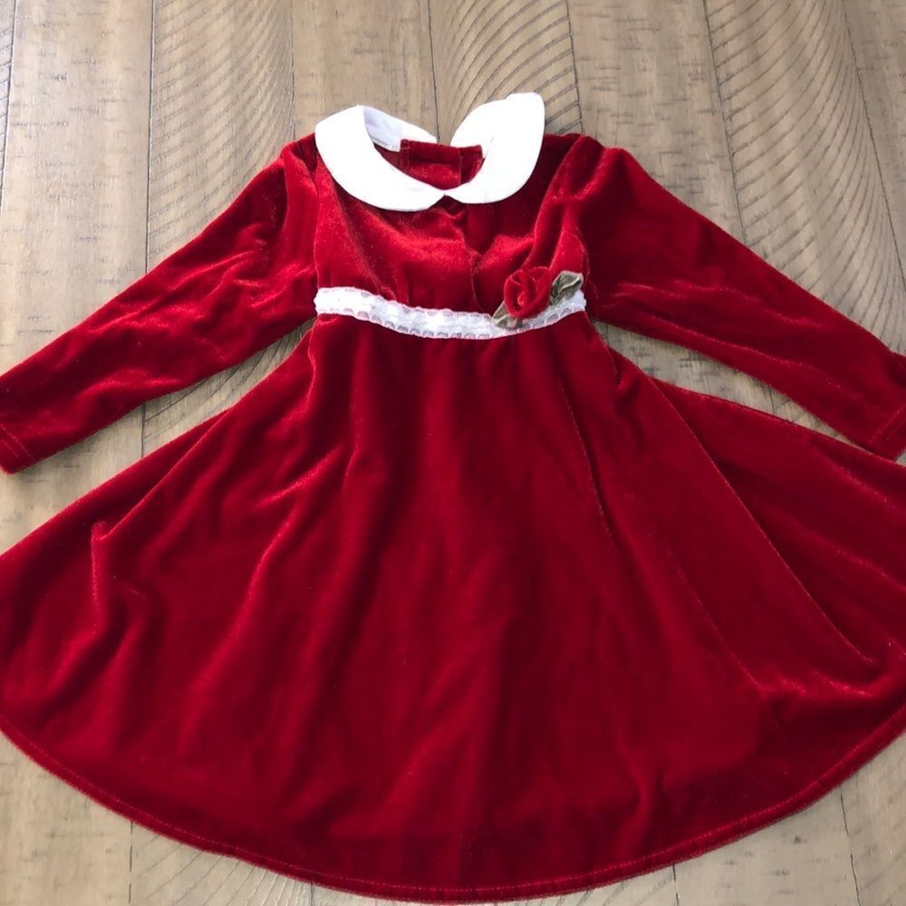 Vintage Sophie Rose 🌹 Velour Tie Back Dress 👗 with Lace Trim, satin collar,